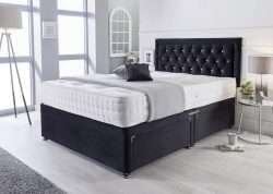 Blakely Divan Bed with Mattress and Chesterfield style Bumper Headboard bonzerbeds.co.uk