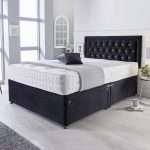 Blakely Divan Bed with Mattress and Chesterfield style Bumper Headboard Front bonzerbeds.co.uk