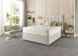 Corsair Divan Bed with Mattress and Cube Headboard bonzerbeds.co.uk