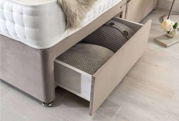 Eleonara Divan Bed with Chesterfield style Headboard & Drawers bonzerbeds.co.uk