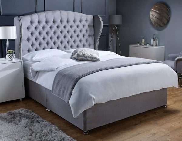Griffin Upholstered Wingback Divan Ottoman Bed bonzerbeds.co.uk