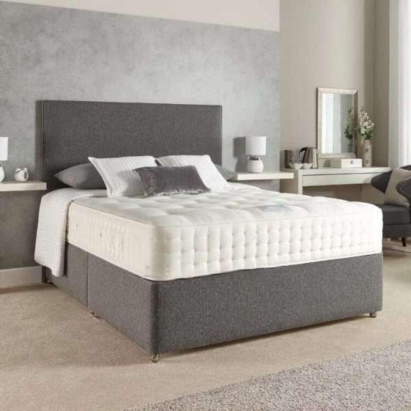Noemi Divan Bed with Mattress and Plain Headboard Front bonzerbeds.co.uk