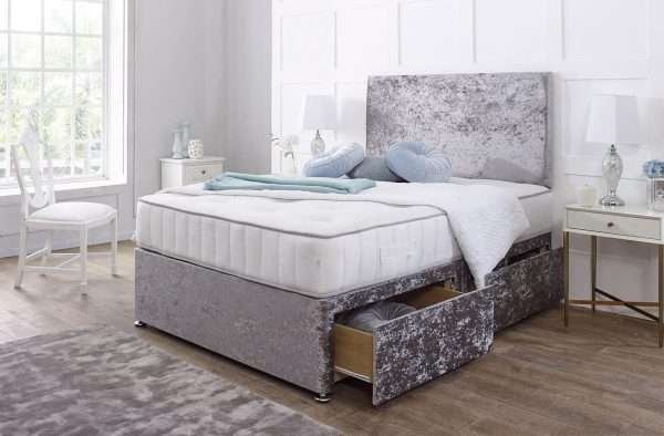 Nova Divan Bed with Mattress and Plain Headboard 02 bonzerbeds.co.uk