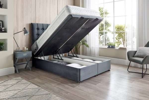 Omega Divan Ottoman Bed Open End lift Side - bonzerbeds.co.uk