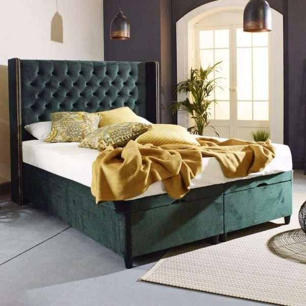 Sapphire Wingback Divan Ottoman Bed Front bonzerbeds.co.uk