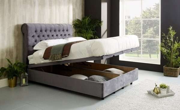 Sienna Sleigh Divan Ottoman Bed End Storage bonzerbeds.co.uk