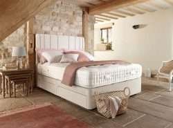 Titan Divan Bed set with Mattress and Headboard in Cream bonzerbeds.co.uk