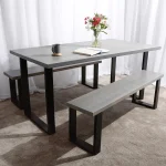 Wharfdale solid wood dining table and bench set in oak finish bonzerbeds.co.uk