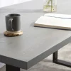 Custom size dining table set with metal legs and Driftwood Grey stain bonzerbeds.co.uk