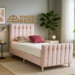 Kids-Bed-in-Pink-Crushed-Velvet-Bonzer-Beds