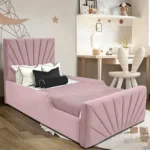 Sunrise-Panel-Kids-Bed-Frame-in-Baby-Pink-Plush-Velvet