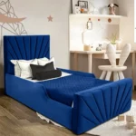 Sunrise-Panel-Kids-Bed-Frame-in-Blue-Plush-Velvet